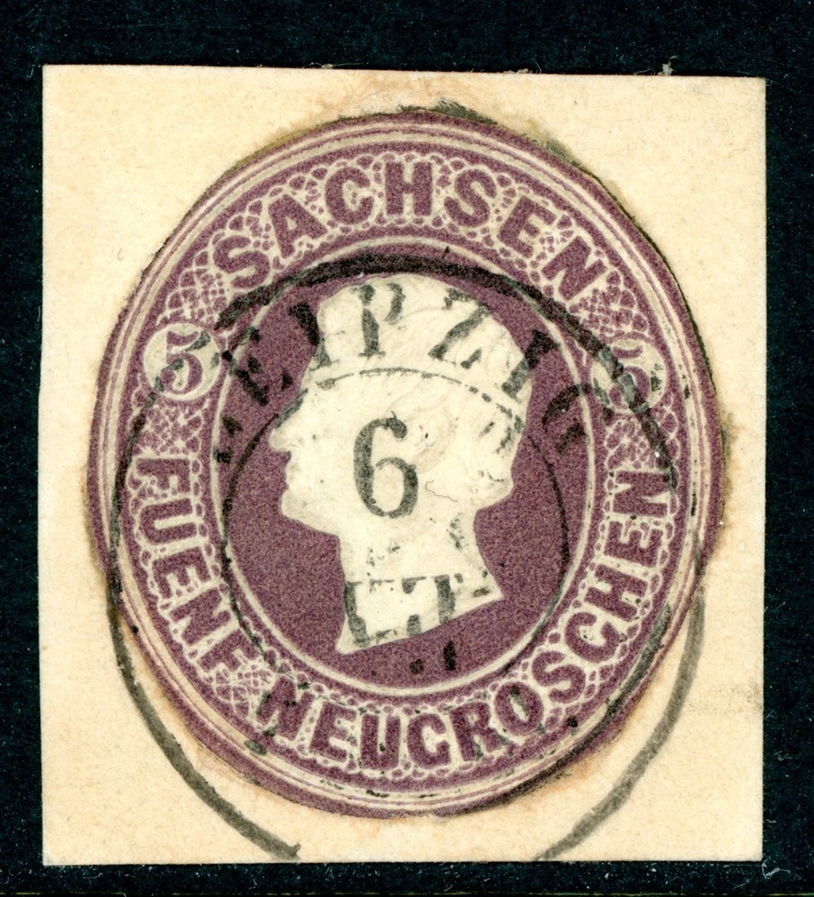 Germany 1859 Saxony King Johann 5 NG Cut Square VFU K893