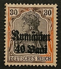 Travelstamps: 1918 Germany Stamps Romania 40 Bani on 30pf, Mint Original Gum H