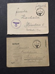 1943 WWII German Luftwaffe Soldiers Feldpost War Letter Covers sent home to Wife