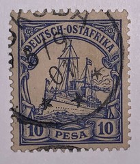 Travelstamps; German East Africa Germany stamps 10p Kaisers Yacht SIGNED Used