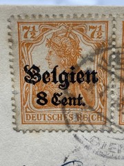 1918 German Occupation Belgium Overprint Verviers to Brussels WWI.