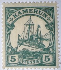 Travelstamps: Germany Kamerun Stamps 5pf Kaiser’s Yacht mint MOGH WMK