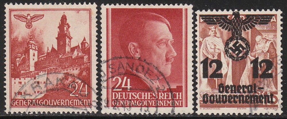 Stamp Selection Germany Poland WWII 3rd Reich Hitler Occupation Castle Used