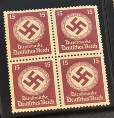 WW2 Nazi German Third Reich NSDAP Swastika Stamp Block x 4