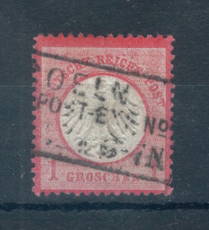 German Empire 1872 Arms embossed small shield 1g rose/carmine stamp. Used. Sg 5