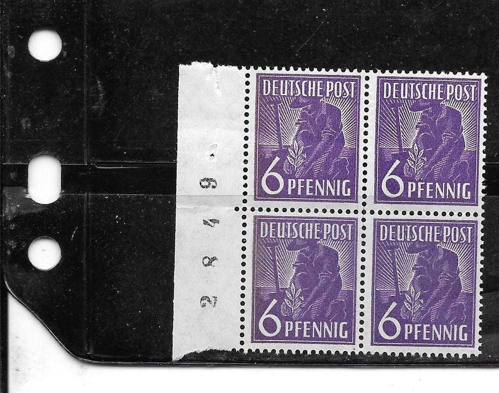 GERMANY GERMAN SC#558 1948 6PF MNH XF PLATE BLOCK OLD ANTIQUE DEFINITIVE STAMPS