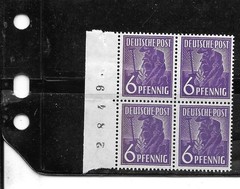 GERMANY GERMAN SC#558 1948 6PF MNH XF PLATE BLOCK OLD ANTIQUE DEFINITIVE STAMPS