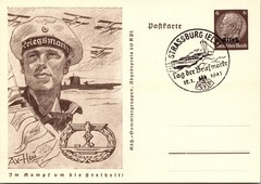 1941 Strassbourg Germany Overprint Postal Stationary Postcard Cover Kriegsmarine
