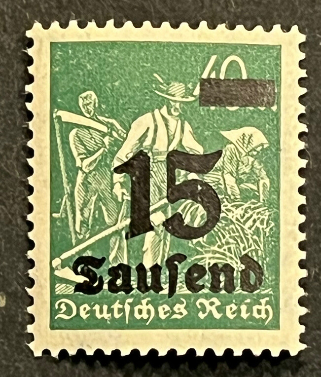 Travelstamps; 1923 Germany OP Stamp #279- 15 Tausend on 40m Farming Mint MNH OG