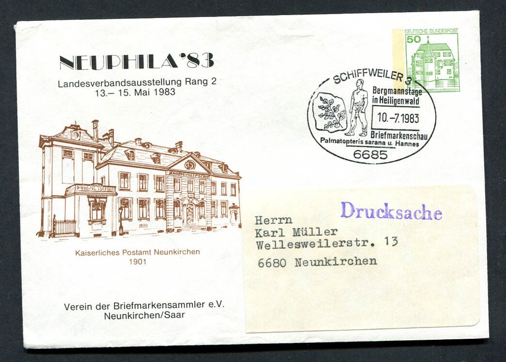 Germany – BRD : Special Event cover from 1983 – Schiffweiler 3 – fancy cancel