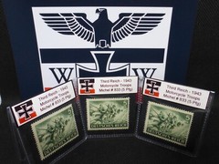 Nazi Germany 1943 Wehrmacht Stamp – Motorcycle Troops Third Reich WW2 5 Pfennig