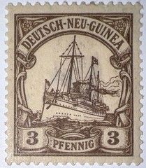 Travelstamps: GERMAN NEW GUINEA STAMPS Kaiser’s Yacht, 3 Pf MOGH, WMK