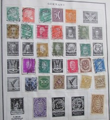 151 VINTAGE GERMAN WEIMAR REPUBLIC HYPER INFLATION STAMPS 6 PAGES STAMP ALBUM