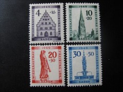 BADEN FRENCH OCCUPATION ZONE Mi. #38A-41A mint stamp set! CV $36.00