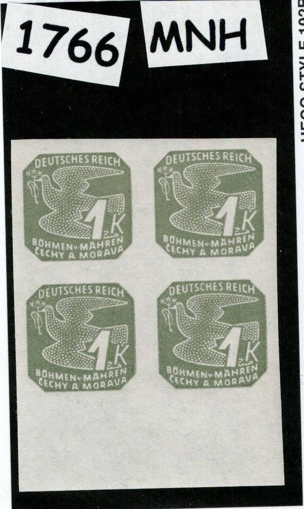 MNH stamp block Sc P19 Newspaper German Occupied Czechoslovakia WWII 1943 #1766