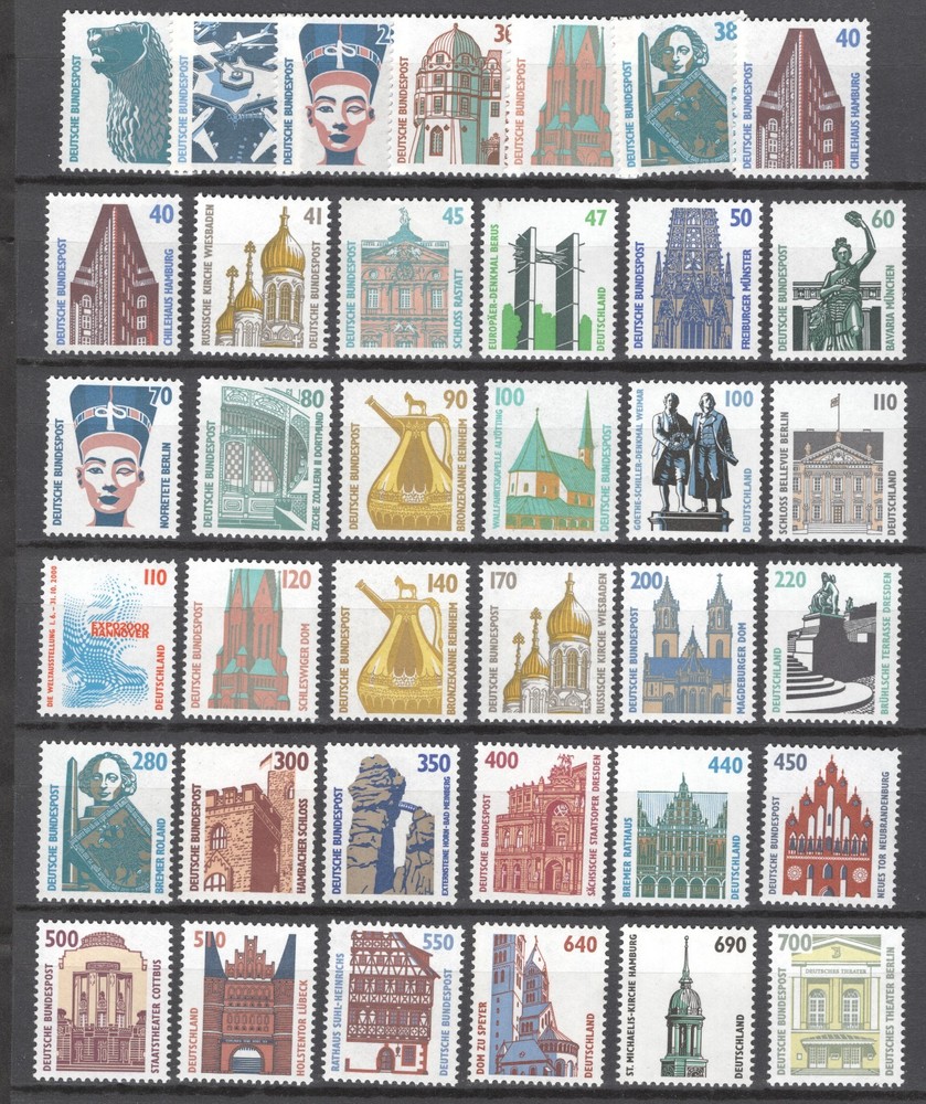 GERMANY FEDERAL REPUBLIC 1987 HISTORIC SITES COMPLETE 37 VALUES PERFECT MNH
