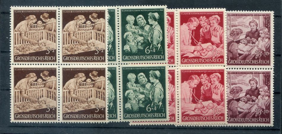 DR-3 Reich Mother and Child 869/72 4-Block LUXUS MNH Postfresh