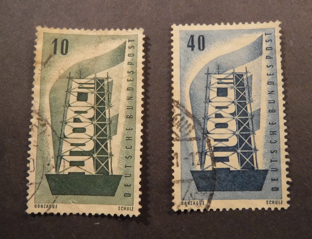 Scott#748 &749, 1956, 10 & 40 pf. Europa , Used, Stamps, (Complete Set)