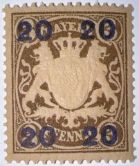 Travelstamps: 1920 Germany Bayern Overprint Stamp Mi 177 – Mint MOGH