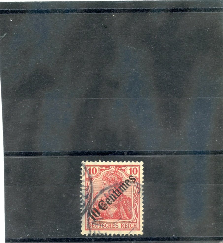 GERMAN OFFICES TURKEY Sc 56(MI 49a)VF USED 1908 10c/10pf BRIGHT CARMINE RED $12
