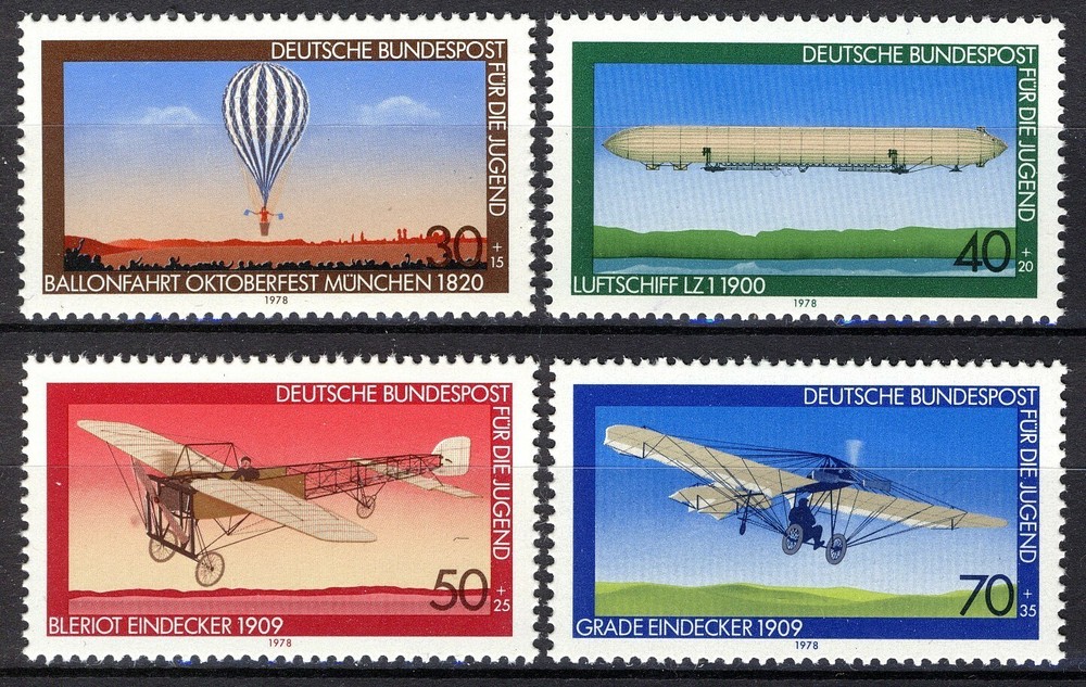 BRD 1978, Surtax Youth, Aviation set VF MNH, Mi 964-67 4€
