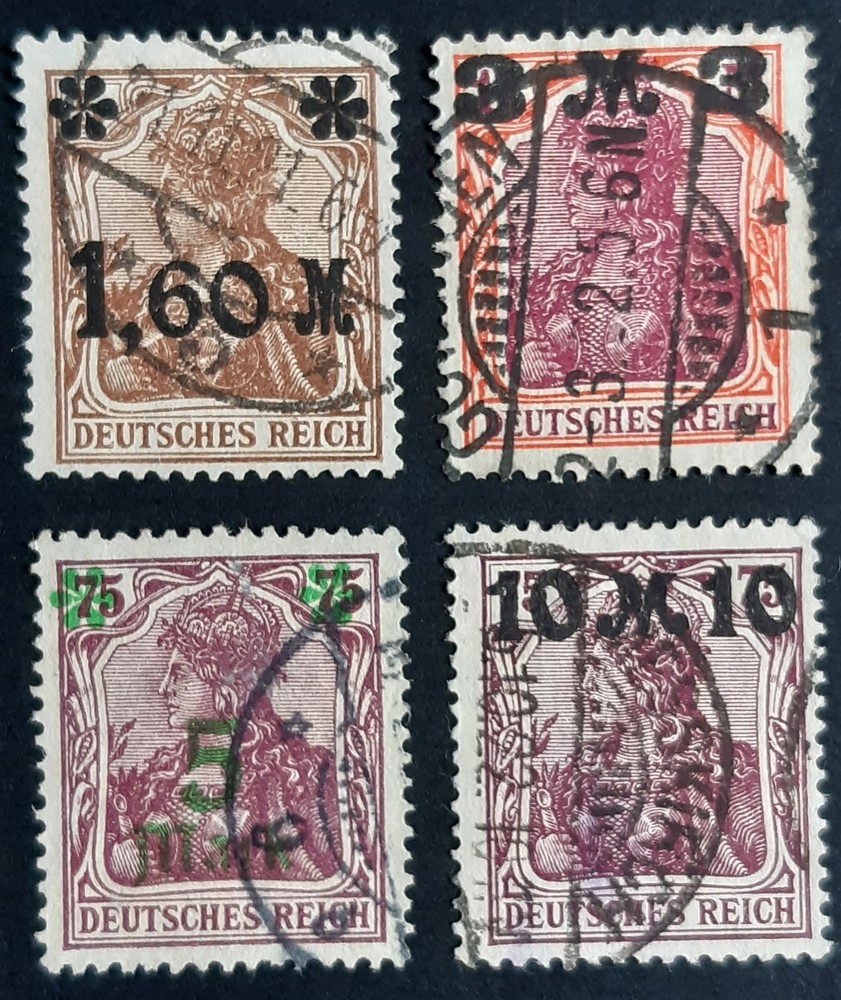 Germany Weimar Republic 1921 SG172-175 full set of overprints, very good used