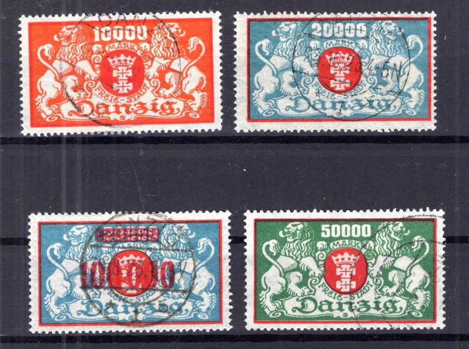 Danzig 147/49+150 Postmarked 11EUR, Example Image (y77026)