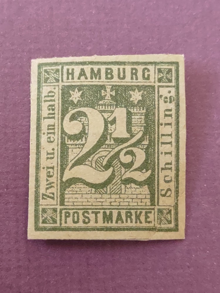 German State Hamburg,2,1/2Shilling #12, Thick Paper1864.Mint VF (25-12_2)