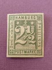 German State Hamburg,2,1/2Shilling #12, Thick Paper1864.Mint VF (25-12_2)
