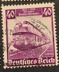 DEUTSCHE REICHSBAHN German THIRD REICH Railroad Trains Stamp set 100 Yrs 1935