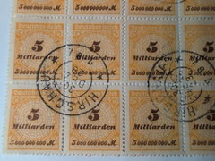 Germany 1923 Milliarden Mark Stamp Block of 12 Used Inflation Era Scott #319