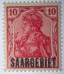 Travelstamps: Germany Saar Overprint Stamps – 10pf Mint MOGH Wmk
