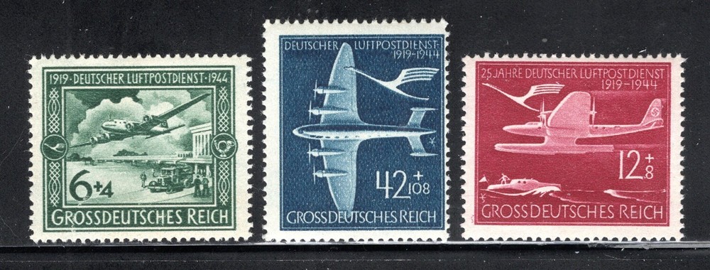 Germany Stamp Scott #B252a-B252c, Semi-Postal, German Air Mail Anniversary, MLH