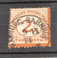 GERMANY 1874 Brustschild 2½g on 2½g Chestnut SG 29 Good Used (CV £80)