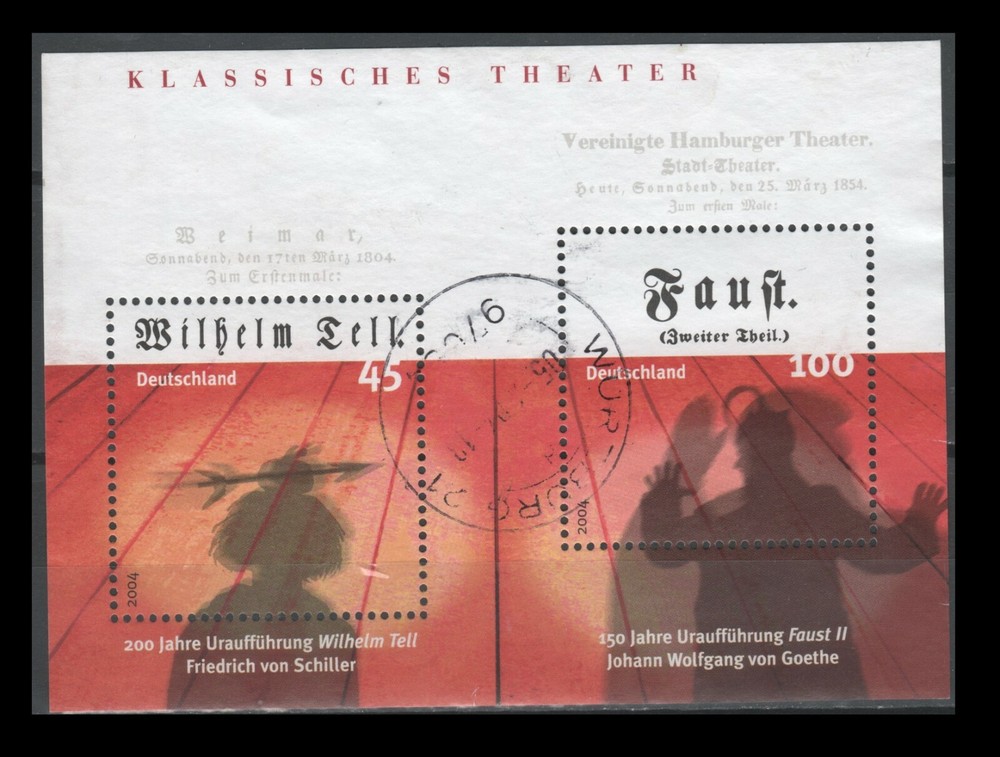Germany 2276 Classical Theater Souvenir Sheet, 2004 (USED)