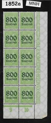 MNH stamp block Overprint 800K over PF10 Scott #262 German Republic 1923 #1852a