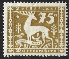 Germany-Wurttemberg, Scott #O58, 75pf Stag Issue, MH