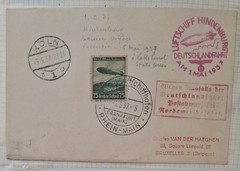 1937 Deutches reich Mi.607 LUFTCHIFF zeppelin on postcard to bruxelles.