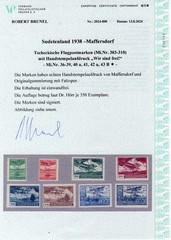 GERMANY OCC SUDETENLAND MAFFERSDORF AIRMAIL MICHEL 36-43 SUPERB MH BRUNEL CERTIF