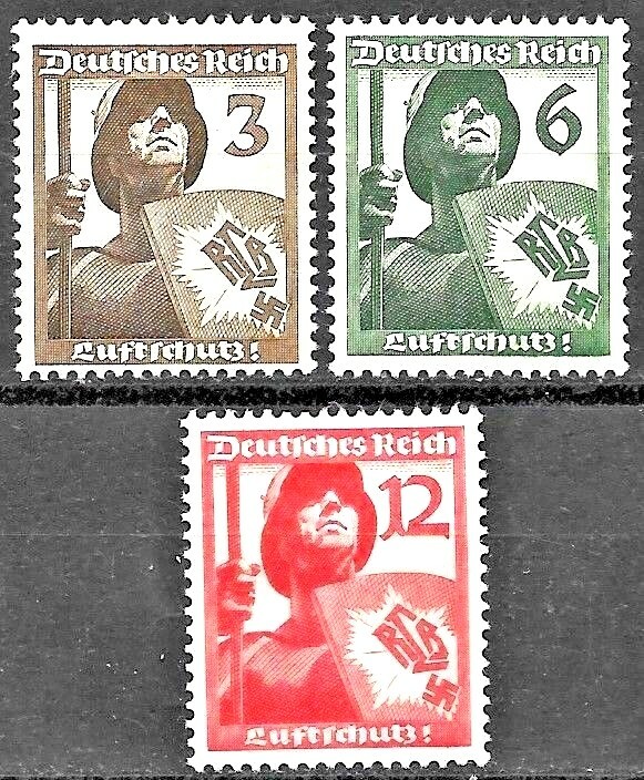 Germany’s Third Reich Mi# 643-645 MNH 4th Annvi. of Civil Defense Union 1937 **