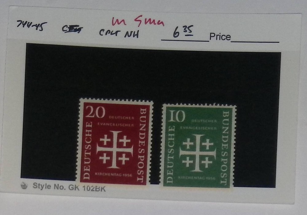 Germany Deutsche Bundespost Stamp 20pf 10pf Kirchentag 1956 MNH Multi-Color