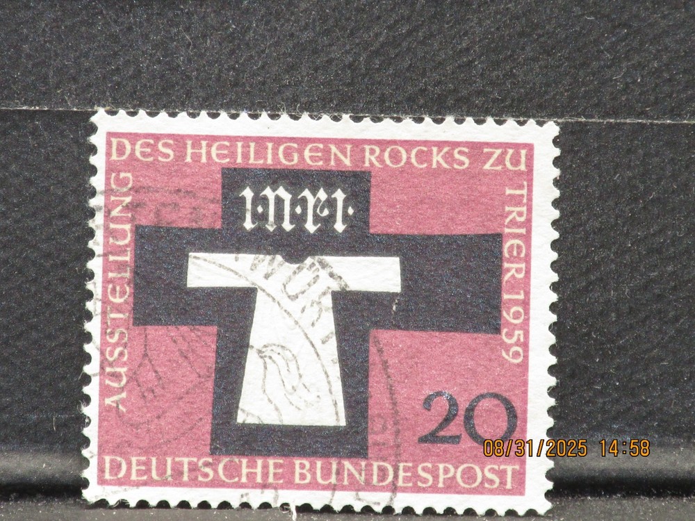 The listing:(1)1959 Exhibition of the Holy Coat 20Pf German Postage Stamp-LHKK