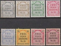 Stamp Germany Official Mi 001-8 Sc OL1-8 1903 Dienst Reich District Nr 21 MNH