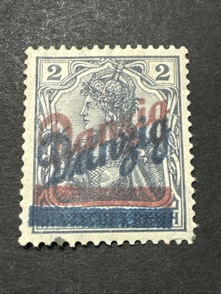 1920 Danzig 2pf MNH Double Overprint Red & Blue Signed WMK Collectible Stamp