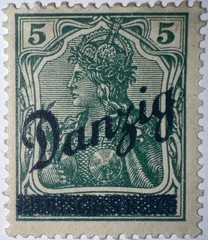 Travelstamps: Germany Danzig Overprint Stamp – 5pf Mi 21 – Mint Og Hinged Wmk