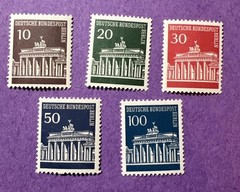 Germany Berlin 1966- MNH Scott 9N251-9N255 w/ Control Numbers. Brandenburg Gate.