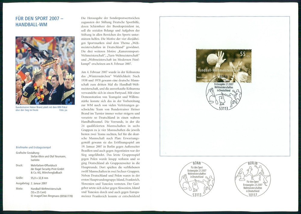 GERMANY FOLDER 2007/01 SPORT HANDBALL-WM HALLE/SAALE