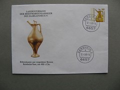 GERMANY BERLIN, privat ill. prestamped cover FDC 1989, bronze jug