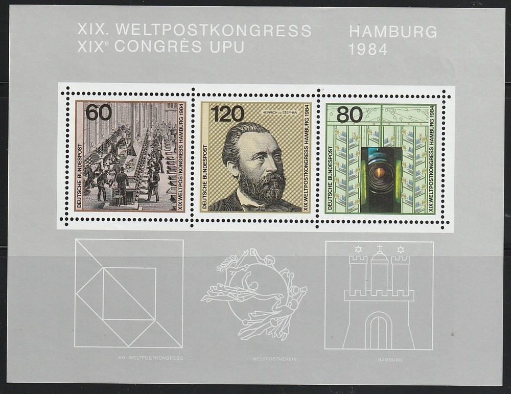 Germany 1984 Sc # 1420 UPU s/s MNH OG