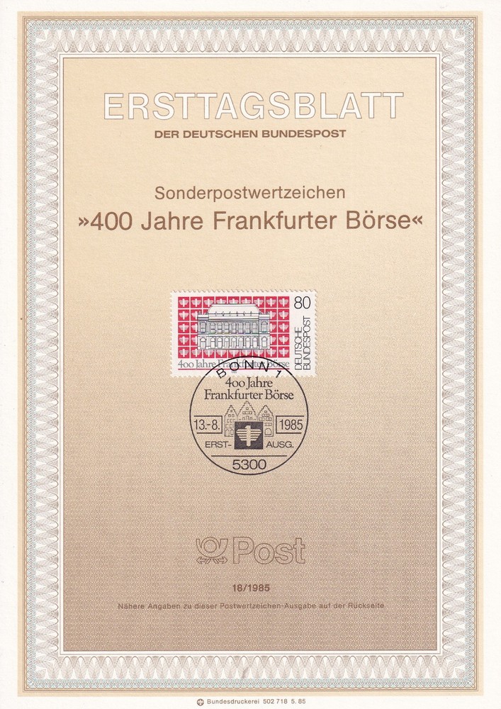 Bundesrepublik ETB 1257 Scott 1447 Frankfurt Boerse